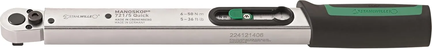 Stahlwille 50204005 3/8-Inch Drive Click-Type Torque Wrench with Ratchet, Dual Stop Signal, and Integrated Magnifier for Precise and Reliable Tightening