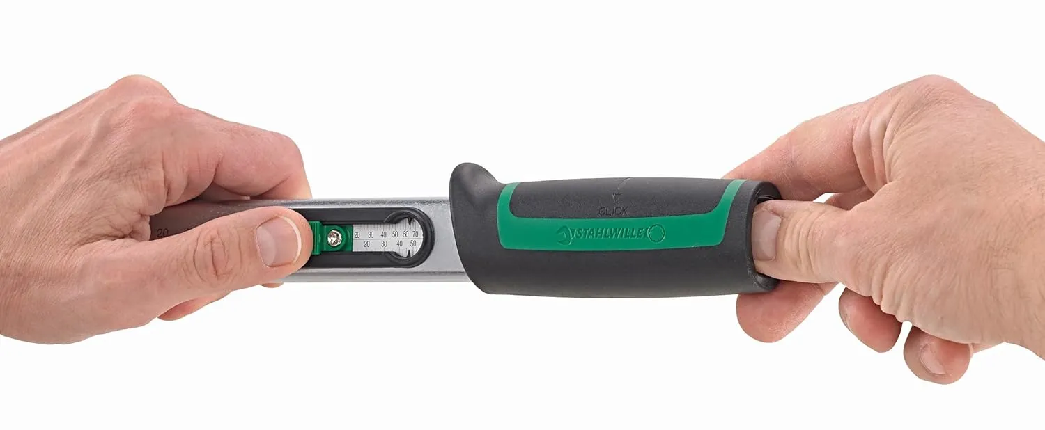 Stahlwille 50204005 3/8-Inch Drive Click-Type Torque Wrench with Ratchet, Dual Stop Signal, and Integrated Magnifier for Precise and Reliable Tightening