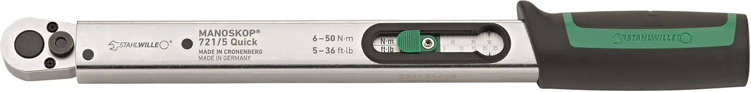 Stahlwille 50204005 3/8-Inch Drive Click-Type Torque Wrench with Ratchet, Dual Stop Signal, and Integrated Magnifier for Precise and Reliable Tightening