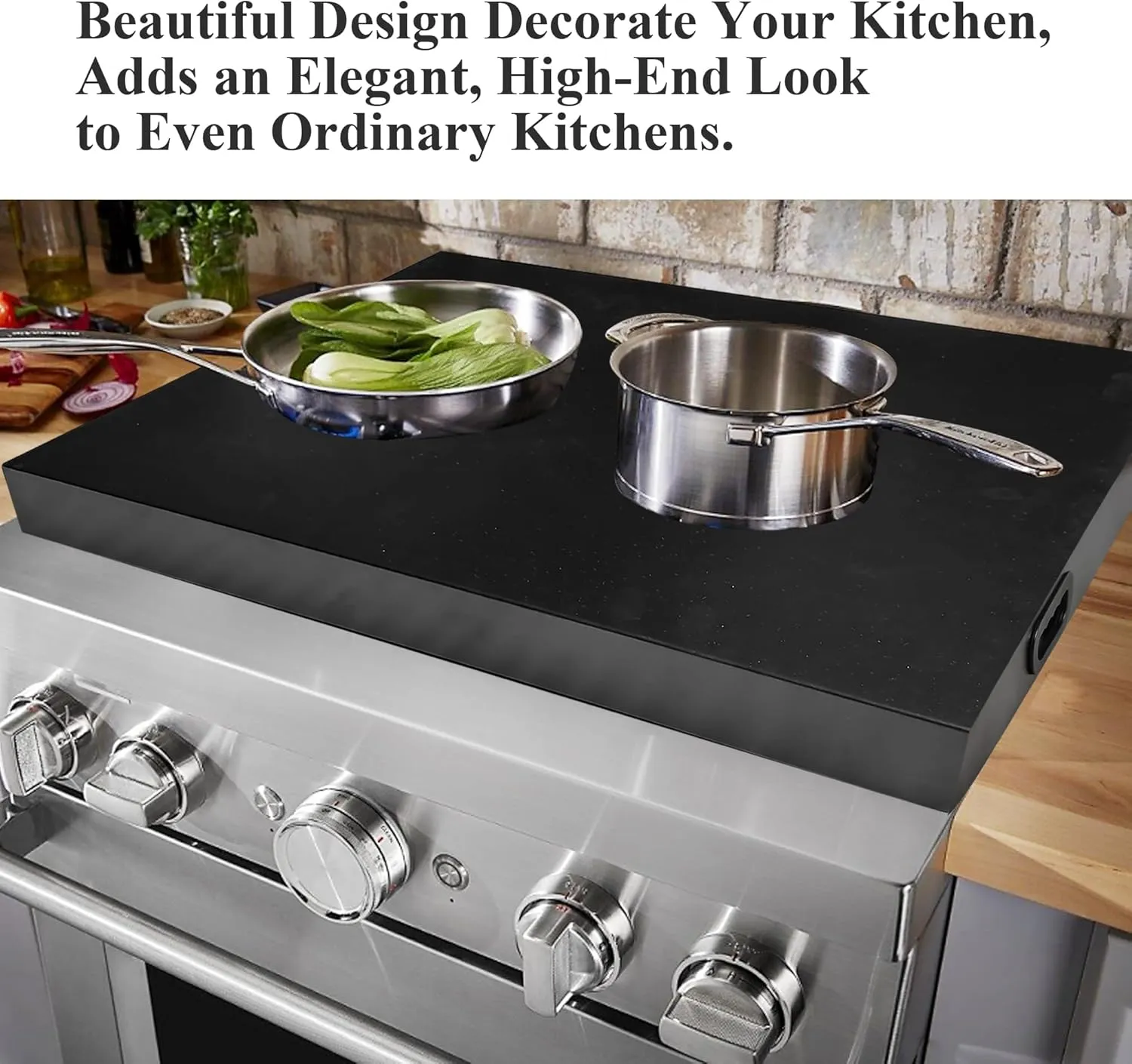Stainless Steel Gas Stove Top Cover, Noodle Board Cooktop Cover, Kitchen Organizer for Gas and Electric Stove Range Expanding Kitchen Space, Large Size 36"x 23.6"x3", Black
