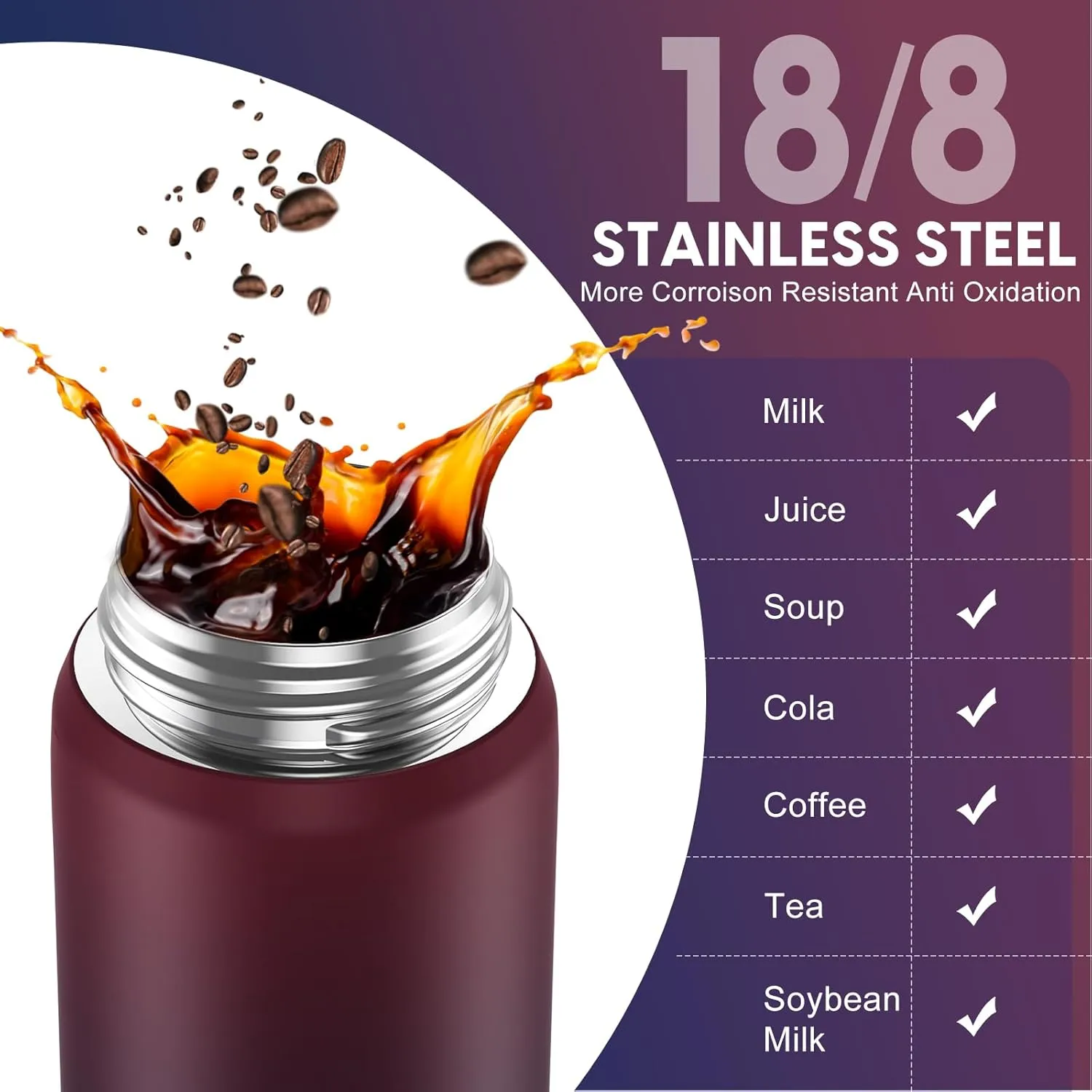 Stainless Steel Insulated Water Bottle, 24oz Insulated Drinking Bottle with Straw Lid, Keep Drinks Cold or Hot, for Work, Sport, Outdoor