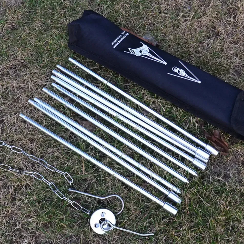 Stainless Steel Outdoor Camping BBQ Barbecue Folding Tripod | Portable Hanging Pot Stand and Cooking Grill Tool