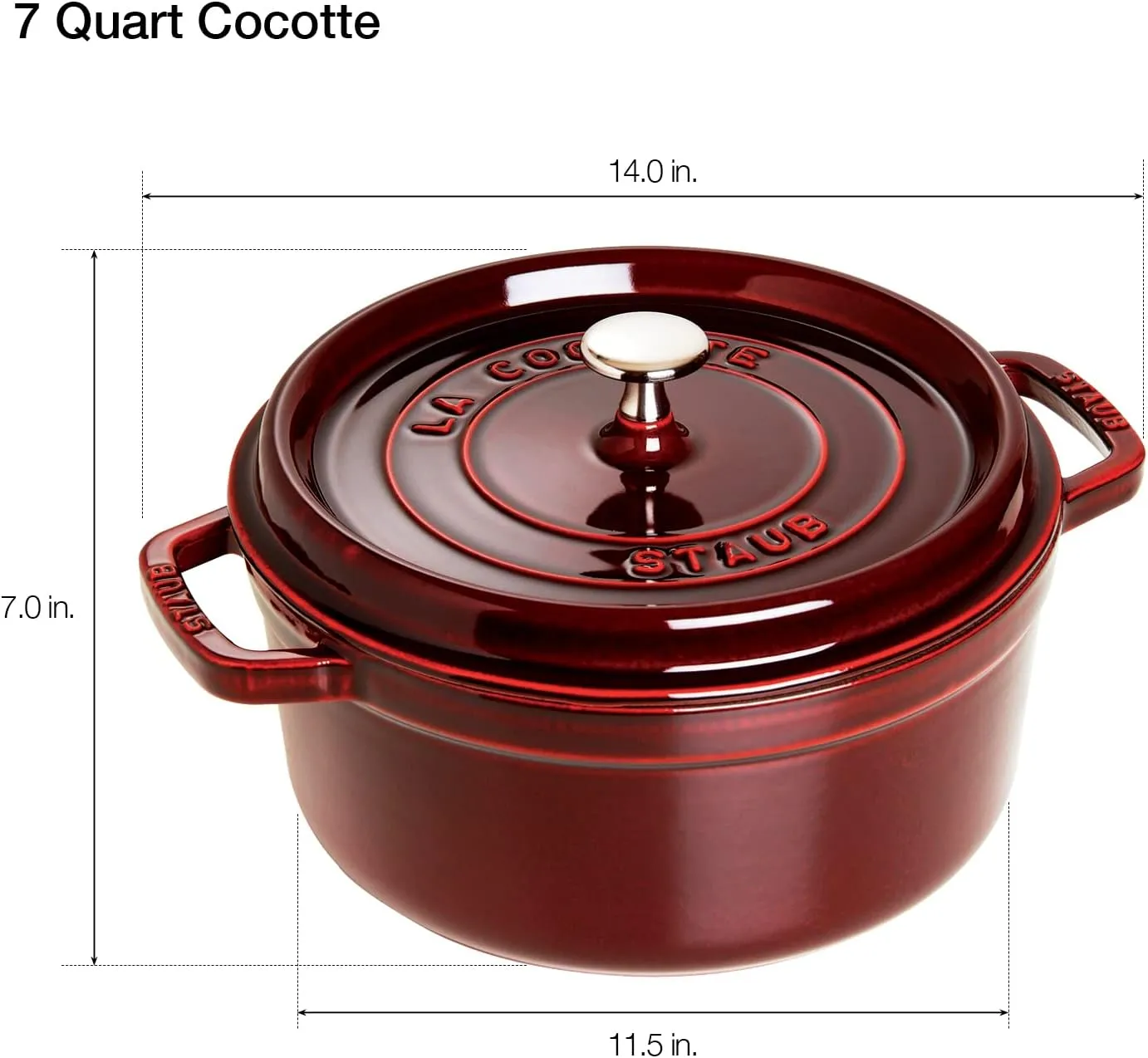 Staub Cast Iron 7-qt Round Cocotte - Grenadine, Made in France