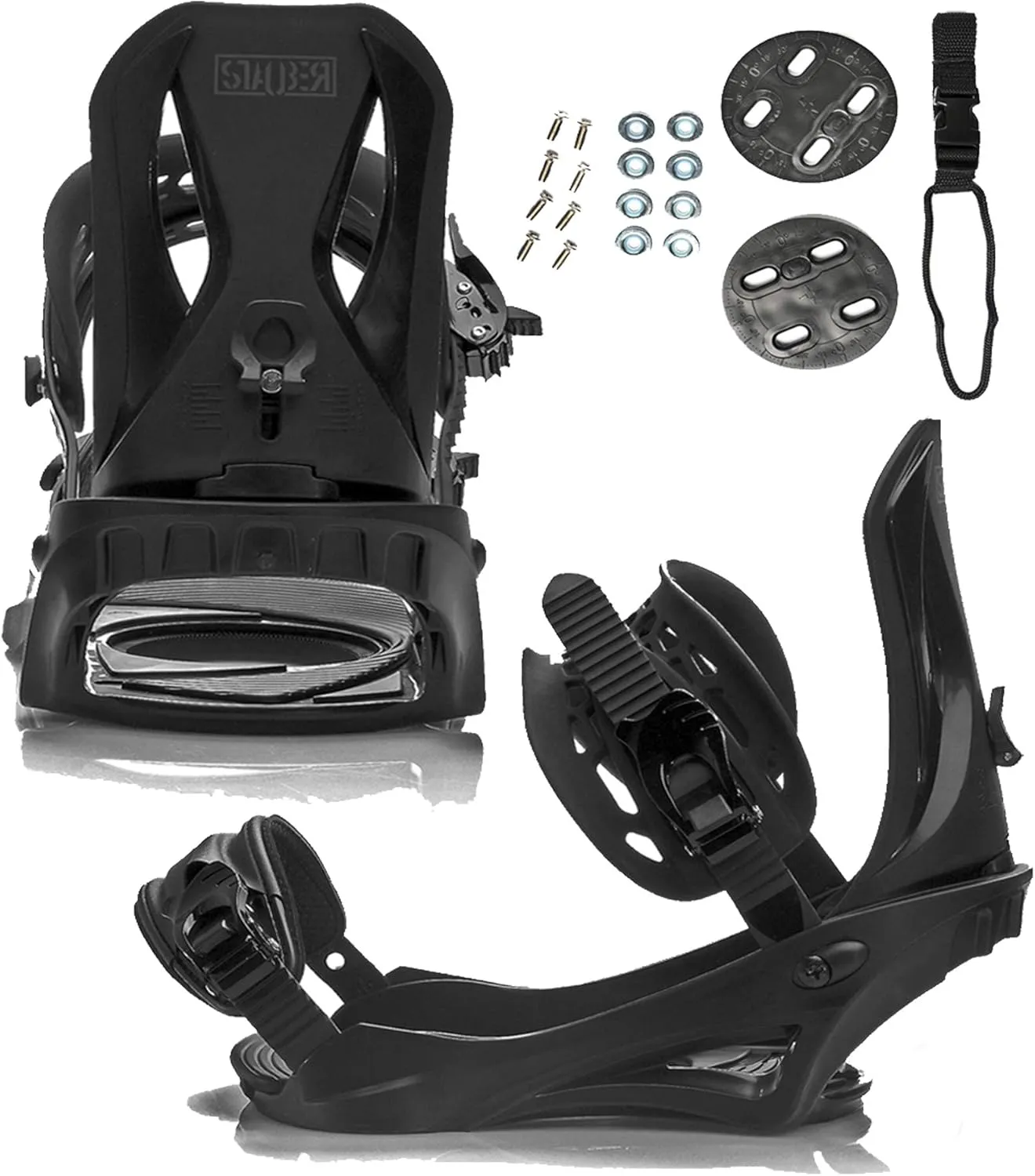 STAUBER Summit Snowboard & Binding Package Size 128, 133, 138, 143, 148,153,158,161- Best All-Terrain, Twin Directional, Hybrid Profile Snowboard & Bindings for All Levels