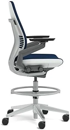 Steelcase Gesture 442 Stool Chair - Cogent: Connect Aubergine Fabric, Shell Back, Light on Light Frame, Polished Aluminum Base
