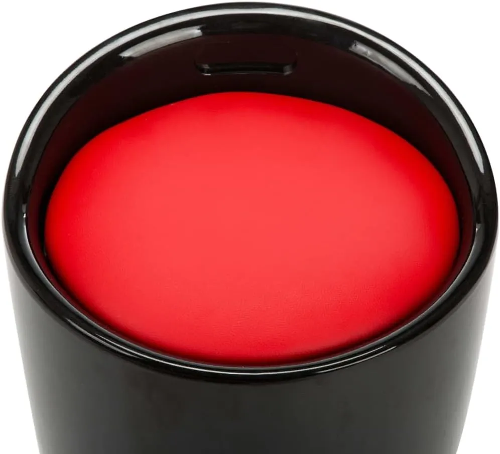 Storage Stool with Faux Leather Seat and Hidden Compartment, Black Red Small Plastic Stool for Bathroom Kitchen Camping Indoor Outdoor Use