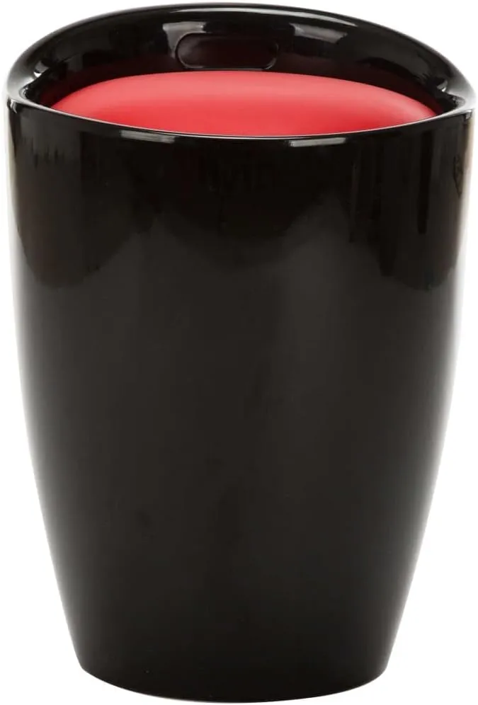 Storage Stool with Faux Leather Seat and Hidden Compartment, Black Red Small Plastic Stool for Bathroom Kitchen Camping Indoor Outdoor Use