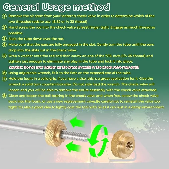 Stove Lantern Check Valve Removal Professional Tool Fits 200A 220 228 and More, Most Stoves