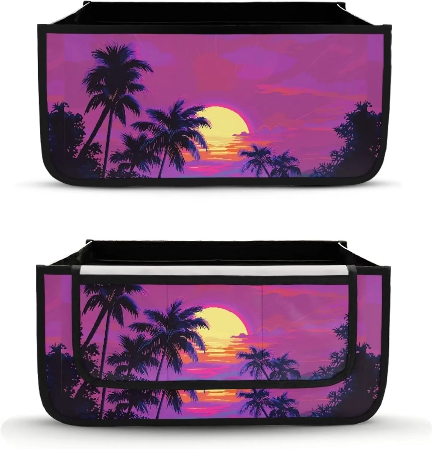 Sunset Palm Tree Hand-Free Carry Storage Bag for Universal Walkers Folding Walker Accessories Bag Mobility Aid Accessory Pouch for Elderly Senior