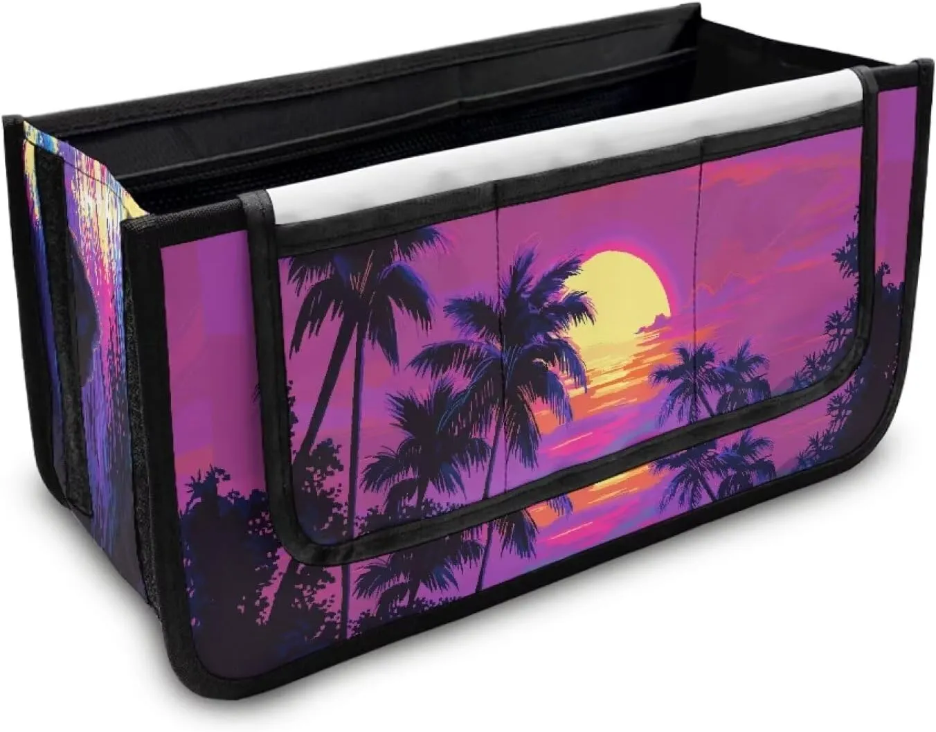 Sunset Palm Tree Hand-Free Carry Storage Bag for Universal Walkers Folding Walker Accessories Bag Mobility Aid Accessory Pouch for Elderly Senior