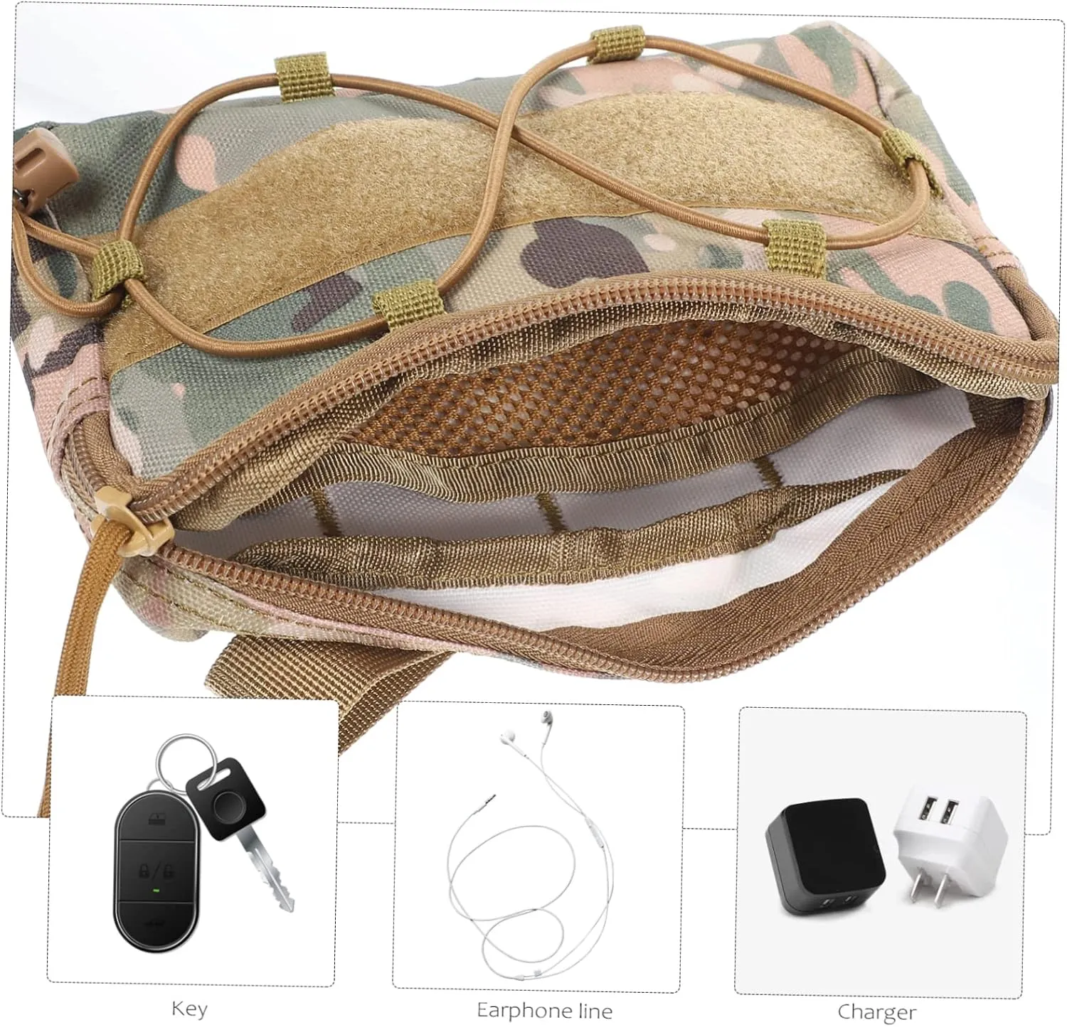 SUPVOX 2pcs Headphone Waist Pack Outdoor Utility Pouch Buckle Multi-purpose Storage for Running Cycling Mountaineering Travel Zipper Design Easy to Carry and Organize