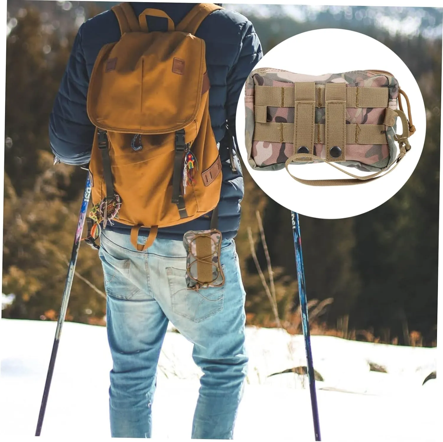 SUPVOX 2pcs Headphone Waist Pack Outdoor Utility Pouch Buckle Multi-purpose Storage for Running Cycling Mountaineering Travel Zipper Design Easy to Carry and Organize
