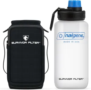 Survivor Filter Bottle - USA Made - Water Purification - Neoprene Case - For Hiking/Camping/Running