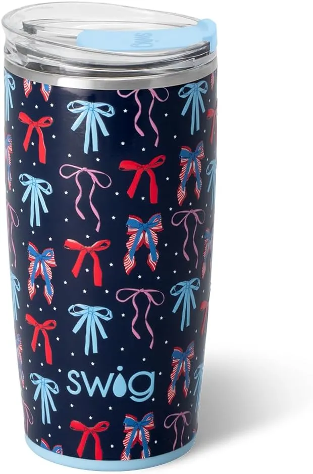 Swig Life 22oz Insulated Tumbler, Travel Coffee Tumbler with Lid, Cup Holder Friendly Travel Coffee Mug, Stainless Steel Thermos, 22 oz Tumblers, Reusable Insulated Mug with Lid (Miss Independence)