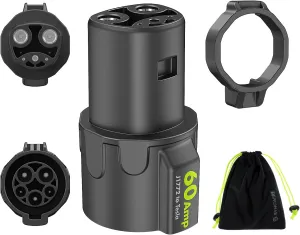 Syncwire J1772 to Tesla Adapter for Easy Charging, 60A/240V AC, SAE J1772 Charger Adapter Compatible with Model 3/Y/S/X, Protective Shield & Portable Storage Pouch Included