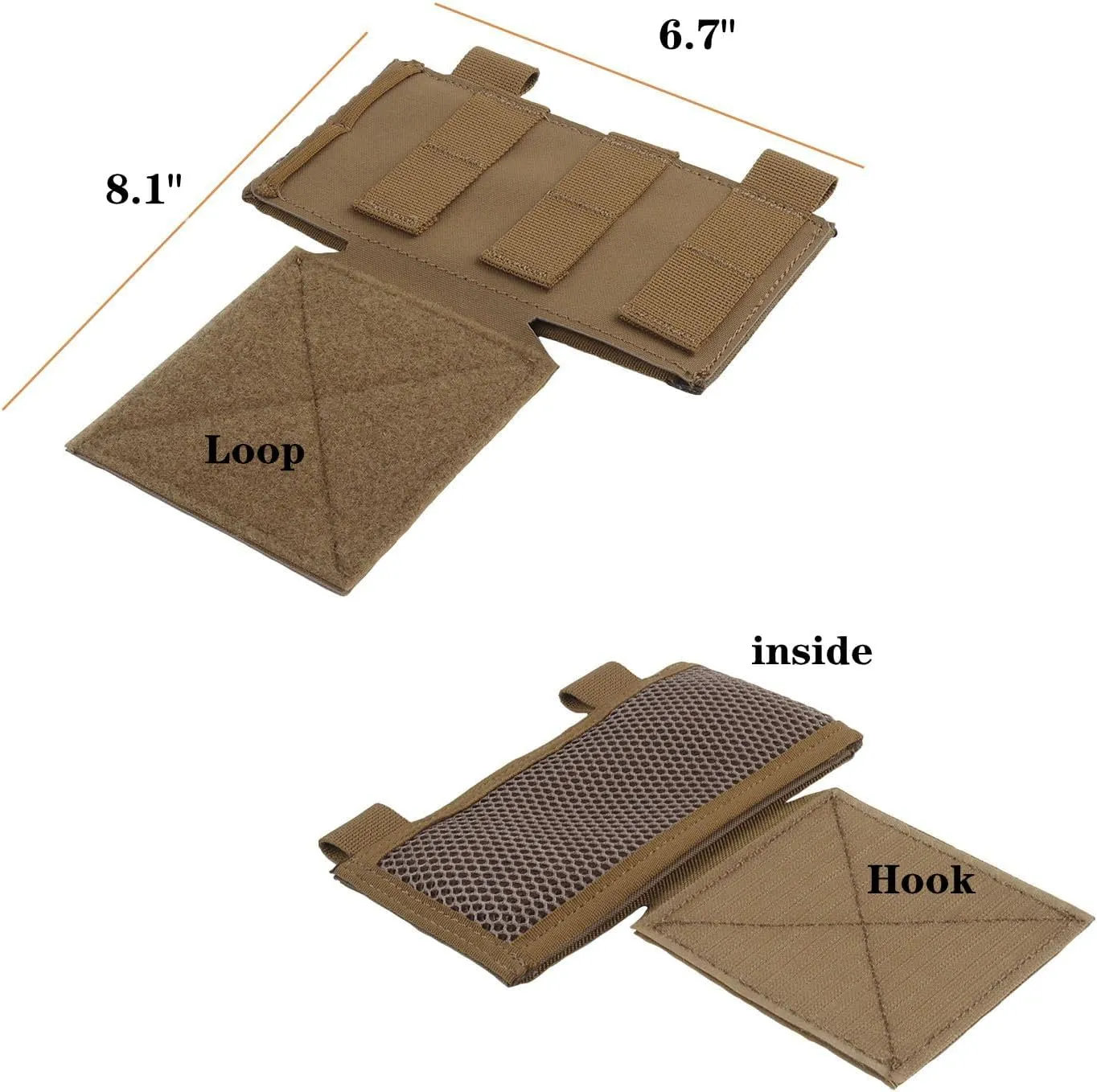 Tactical Vest Side Expansion Platform Panel Molle Webbing Module Accessories, Hook and Loop/G Hook Mounting
