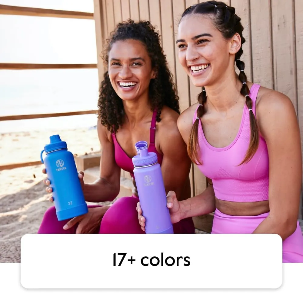 Takeya Actives Water Bottle with Straw Lid - Durable & Easy-Care Water Bottle with Stainless Steel Insulation - BPA-Free Lid with Carry Handle & Straw - Dishwasher-Safe - 32 oz, Blush