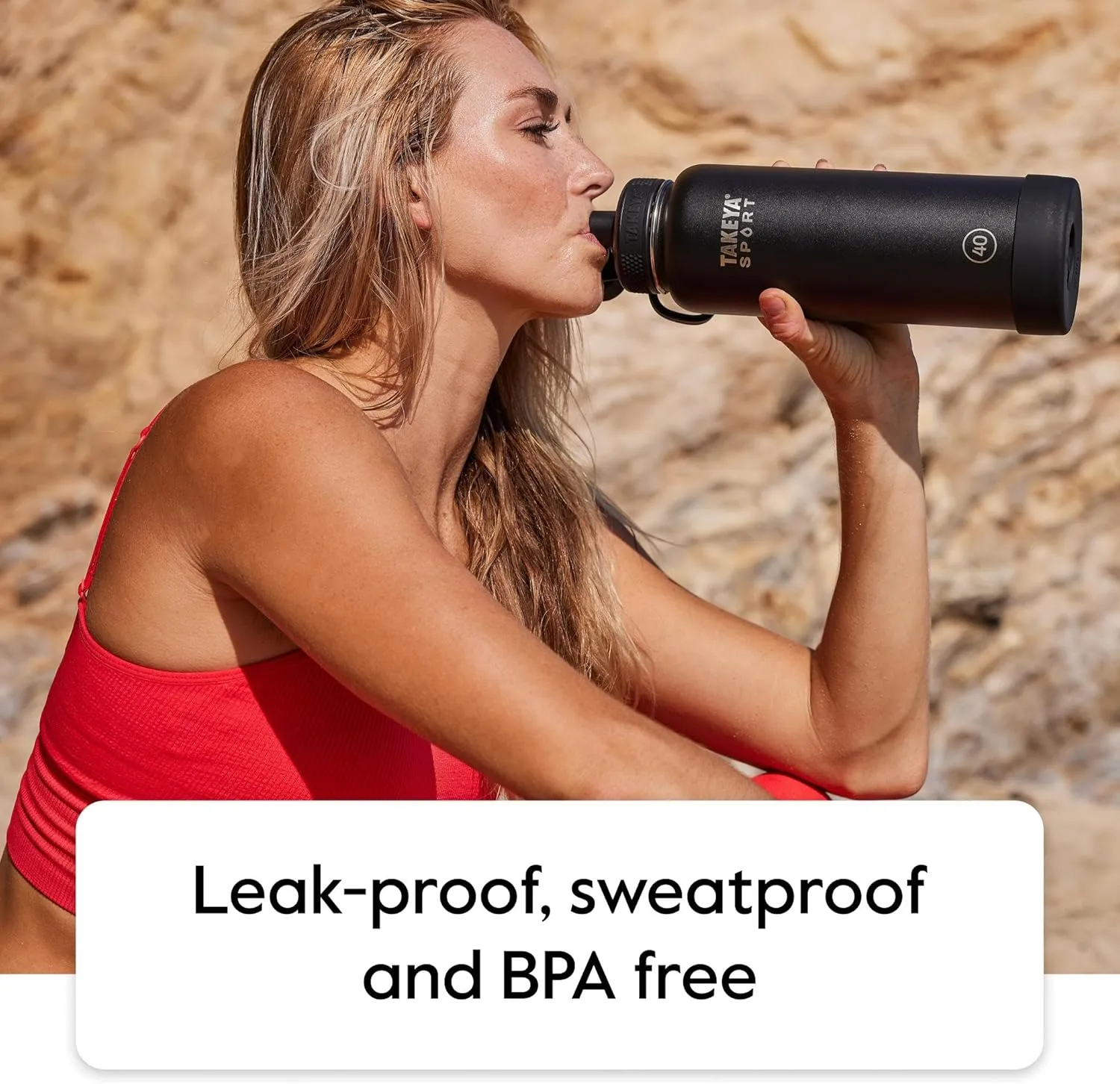 Takeya Sports Water Bottle with Spout Lid - Bottle with Triple Stainless Steel Insulation - Dishwasher Safe & BPA-Free - Bottle with Ice-Blocking Spout Lid & Removable Bumper - 32 oz, Touchdown Teal