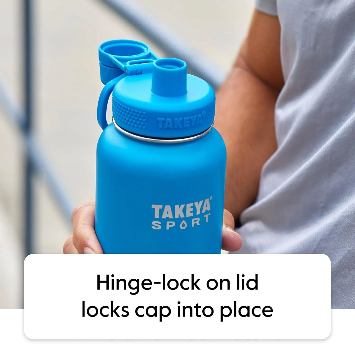 Takeya Sports Water Bottle with Spout Lid - Bottle with Triple Stainless Steel Insulation - Dishwasher Safe & BPA-Free - Bottle with Ice-Blocking Spout Lid & Removable Bumper - 32 oz, Touchdown Teal