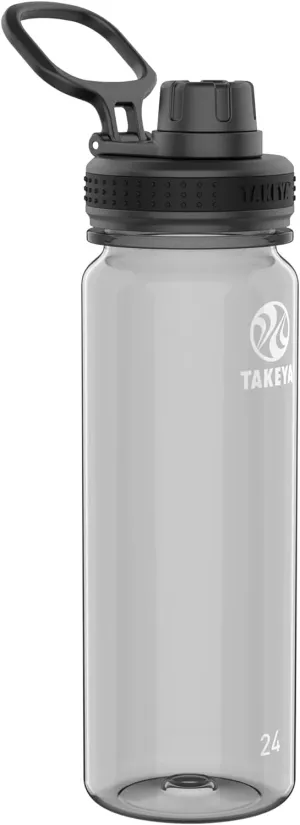 Takeya Tritan Sport Water Bottle with Spout Lid - BPA-Free & Dishwasher-Safe Water Bottle - Reusable Bottle with Lid Handle - Simple Leak-Proof Water Bottle - 24 oz, Stormy Black
