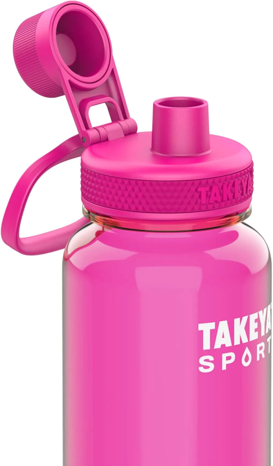 Takeya Tritan Sport Water Bottle with Spout Lid - BPA-Free & Dishwasher-Safe Water Bottle - Reusable Bottle with Lid Handle - Simple Leak-Proof Water Bottle - 40 oz, Pink Sweep