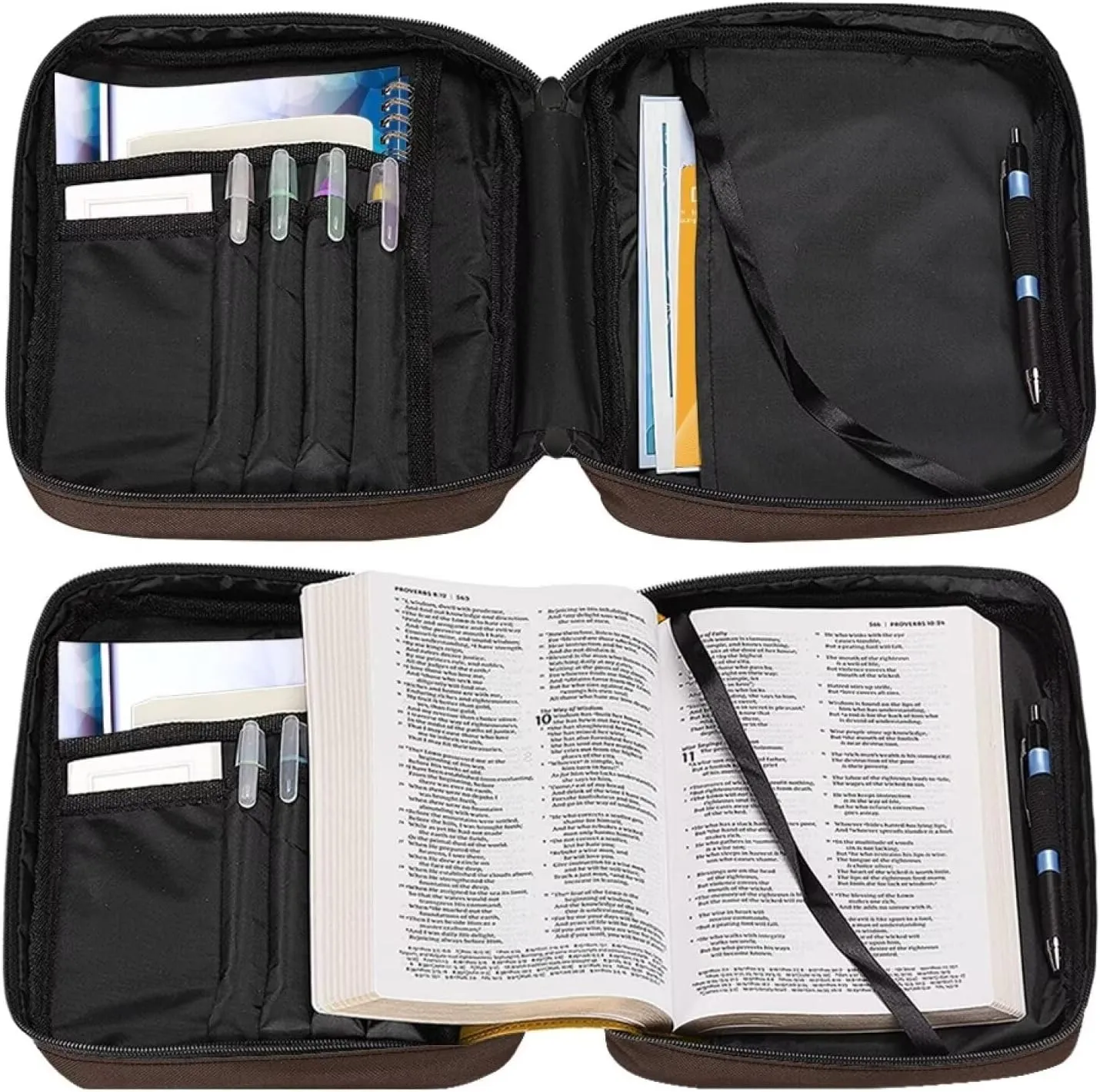Talayituse Bible Cover for Women Men Portable Book Cover Large Capacity Bible Carrying Case with Handle/Shoulder Strap