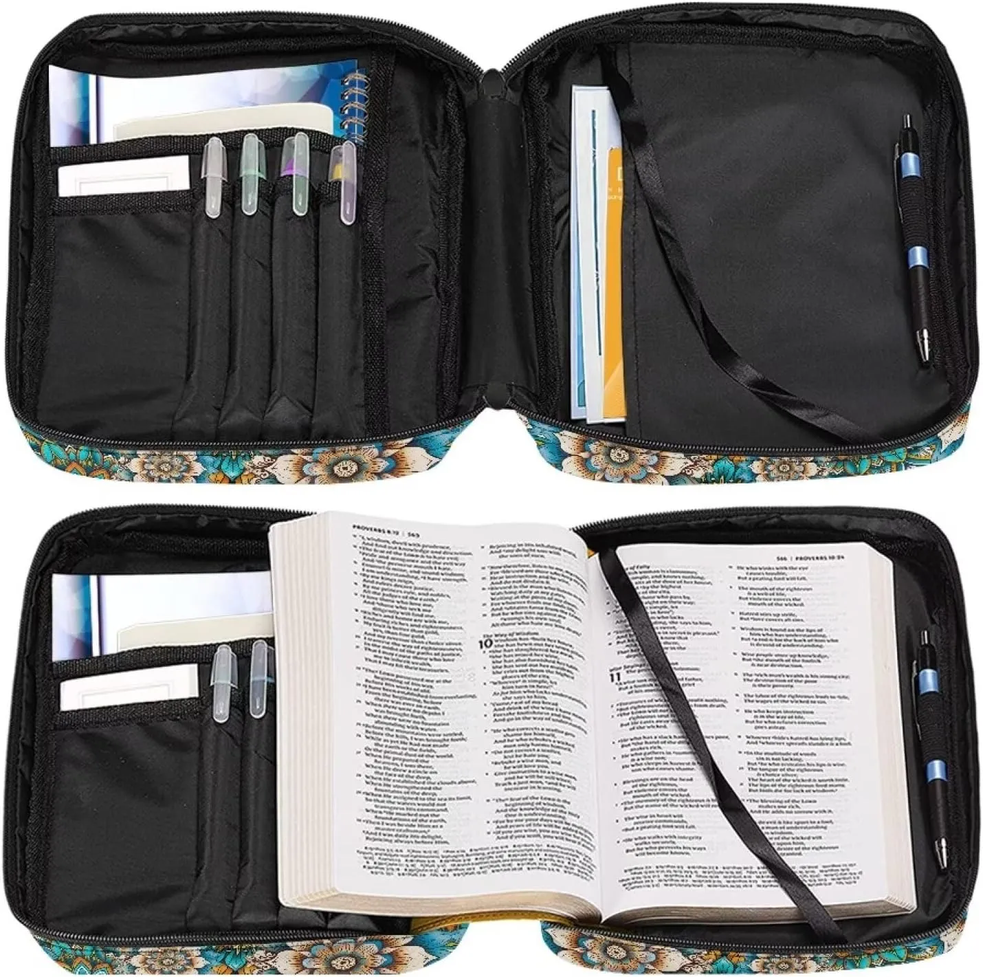 Talayituse Bible Cover for Women Men Portable Book Cover Large Capacity Bible Carrying Case with Handle/Shoulder Strap