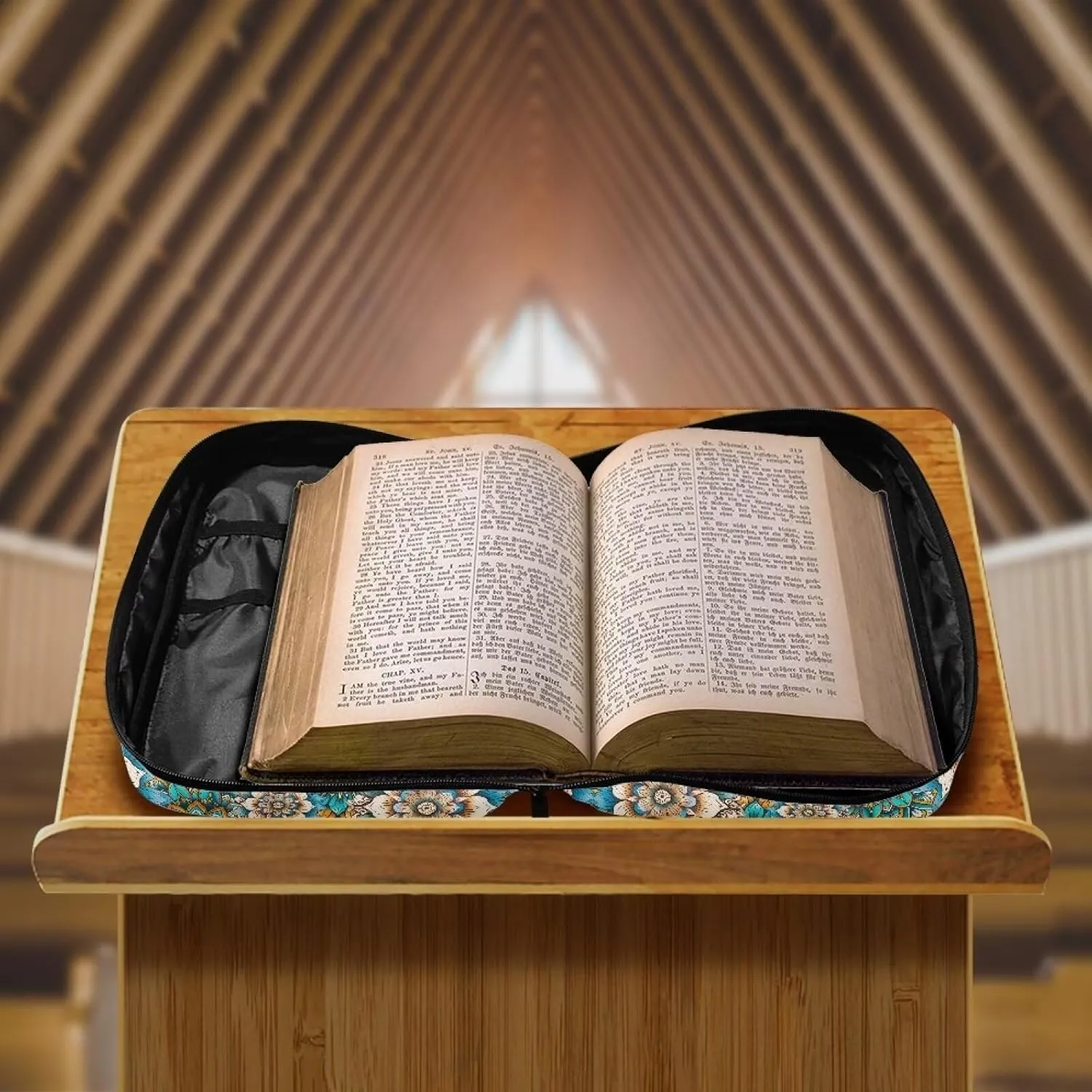 Talayituse Bible Cover for Women Men Portable Book Cover Large Capacity Bible Carrying Case with Handle/Shoulder Strap