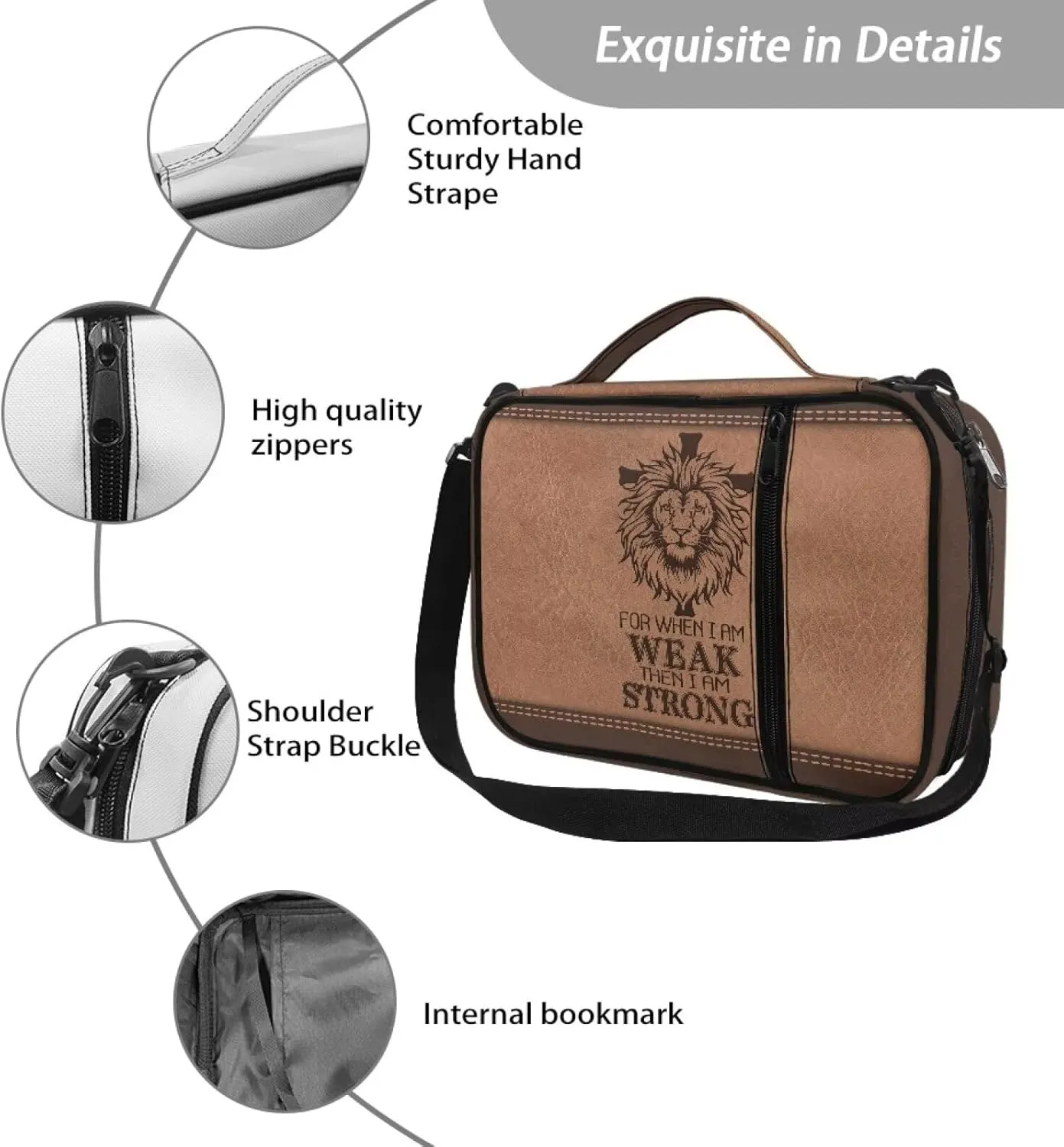 Talayituse Bible Cover for Women Men Portable Book Cover Large Capacity Bible Carrying Case with Handle/Shoulder Strap