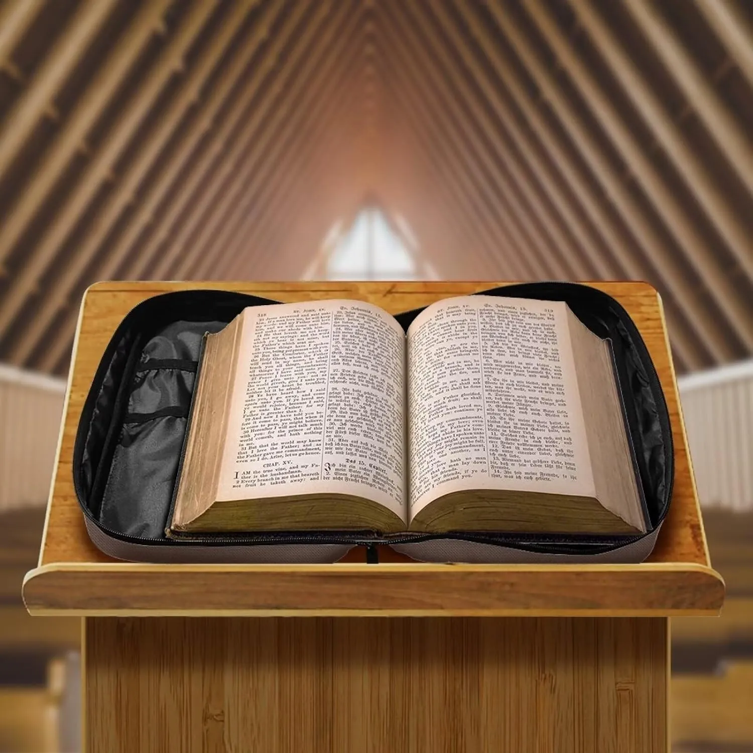 Talayituse Bible Cover for Women Men Portable Book Cover Large Capacity Bible Carrying Case with Handle/Shoulder Strap