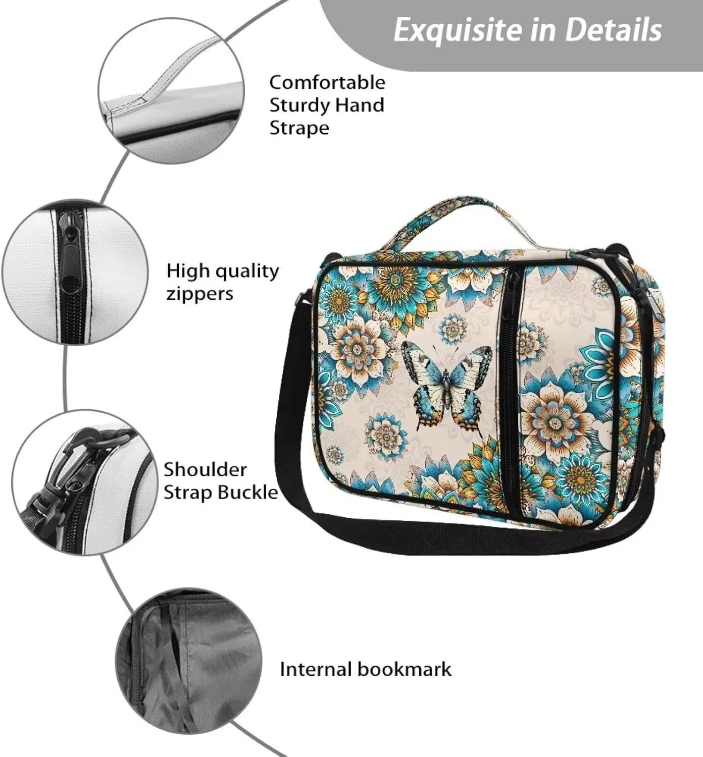 Talayituse Bible Cover for Women Men Portable Book Cover Large Capacity Bible Carrying Case with Handle/Shoulder Strap