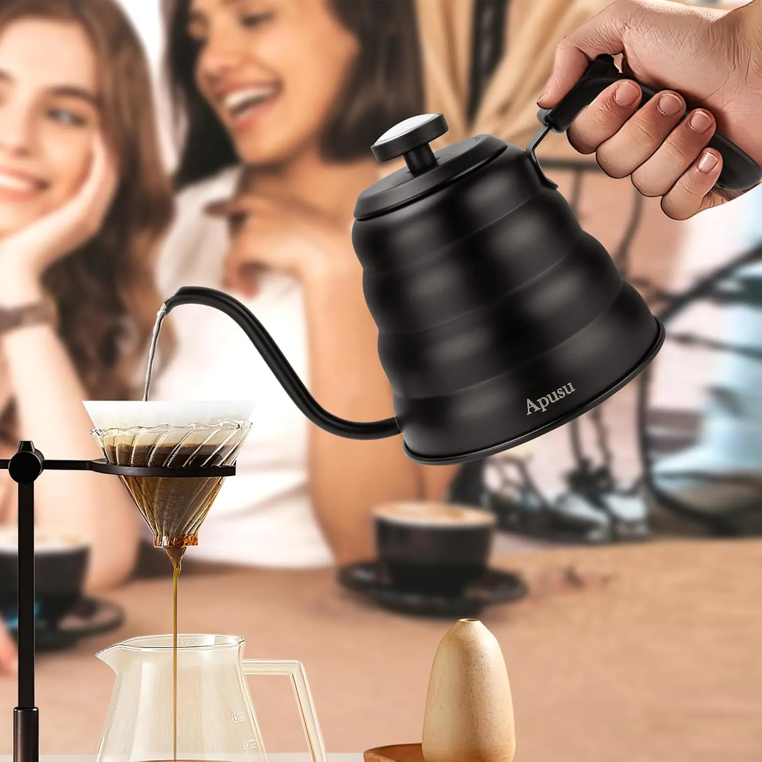 Tea Kettle with Thermometer Pot Black Stovetop Tea Kettle 40 oz 1200ml Gooseneck Kettle Teapot Pour Over Coffee Kettle with Thermometer,40oz,Silver,1Pack