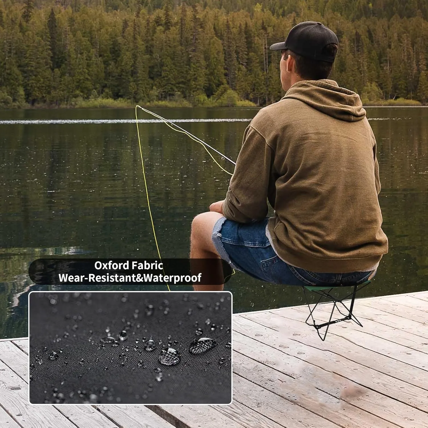 TENPLAY Compact Camping Stool,Poratable Folding Chair,Easy Set Up 600D Oxford PVC/PE Waterproof Coating for Traveling Hiking Fishing BBQ. (Green)