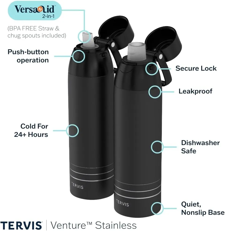 Tervis Venture Water Bottle Peanuts - Snoopy Maxiumus Triple Walled Insulated Tumbler Travel Cup Keeps Drinks Cold & Hot, 36oz, Stainless Steel