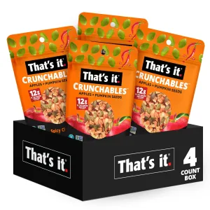That's it. Crunchables (Apple   Spicy Chili) Plant Based Protein, Gluten-Free Crunchy Snack Mix, (4 Packs x 2.5oz) Perfect for Salad Topper and Yogurt Topper