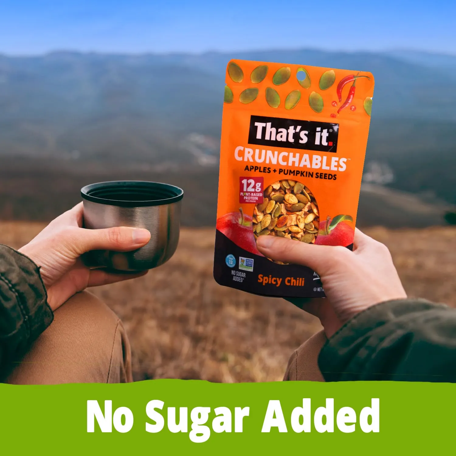 That's it. Crunchables (Apple   Spicy Chili) Plant Based Protein, Gluten-Free Crunchy Snack Mix, (4 Packs x 2.5oz) Perfect for Salad Topper and Yogurt Topper