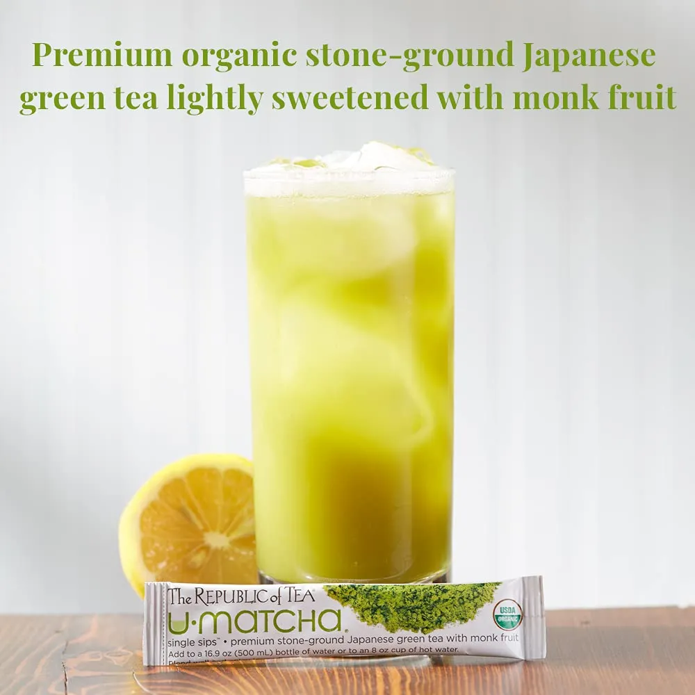 The Republic of Tea – Organic U•Matcha Single Sips, Naturally Caffeinated Matcha Green Tea Powder, 14 Packets