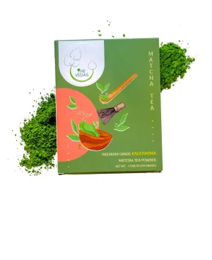 The Vedas Matcha | Premium Ceremonial Grade Matcha – Kagoshima Harvest – Authentic Japanese Green Tea Powder – First Flush Ceremonial Quality (1.06 Ounce Pouch)