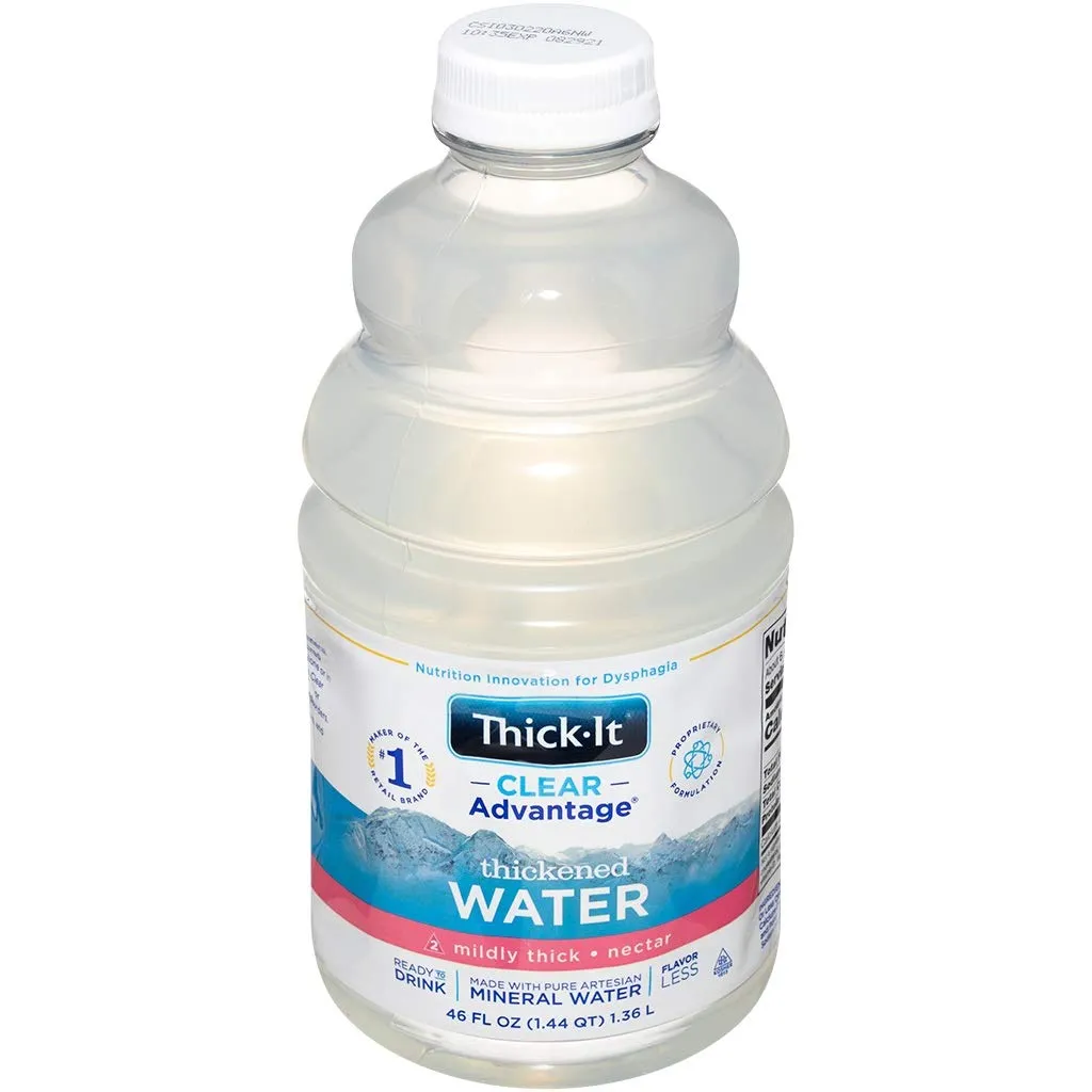 Thick-It Clear Advantage Mildy Thick Water, Nectar Consistency, Ready-to-Drink, Digestible Swallowing Aid, Hydration on the Go, Convenient & Ready-to-Use, No Mixing Needed, 46 oz Bottle