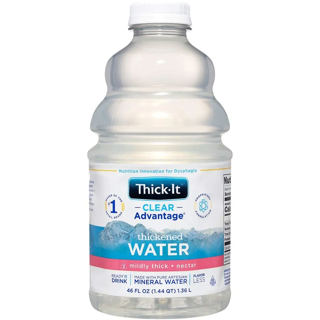 Thick-It Clear Advantage Mildy Thick Water, Nectar Consistency, Ready-to-Drink, Digestible Swallowing Aid, Hydration on the Go, Convenient & Ready-to-Use, No Mixing Needed, 46 oz Bottle