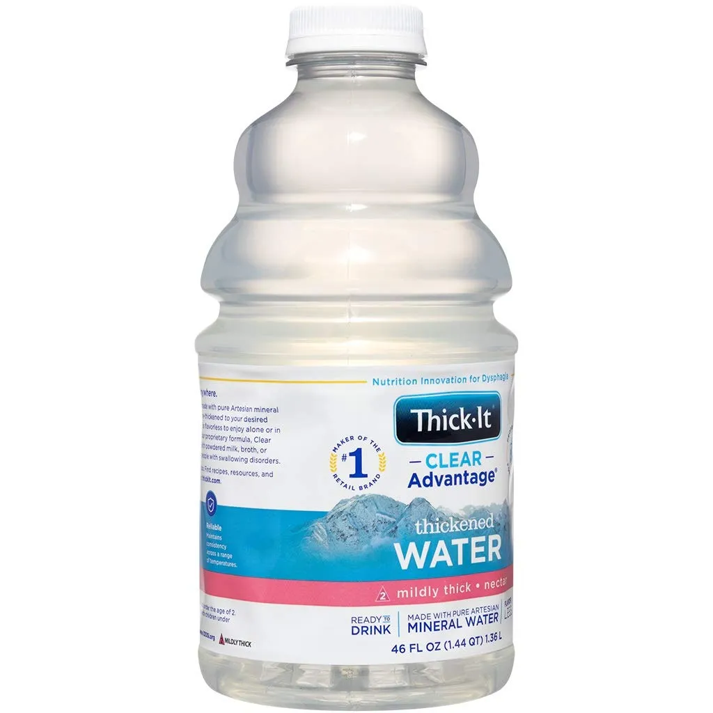 Thick-It Clear Advantage Mildy Thick Water, Nectar Consistency, Ready-to-Drink, Digestible Swallowing Aid, Hydration on the Go, Convenient & Ready-to-Use, No Mixing Needed, 46 oz Bottle