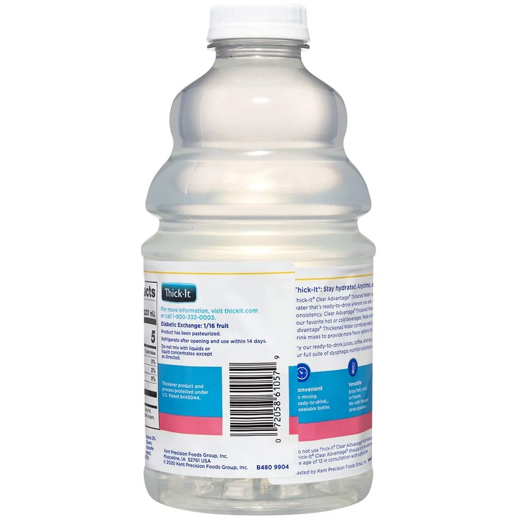 Thick-It Clear Advantage Mildy Thick Water, Nectar Consistency, Ready-to-Drink, Digestible Swallowing Aid, Hydration on the Go, Convenient & Ready-to-Use, No Mixing Needed, 46 oz Bottle