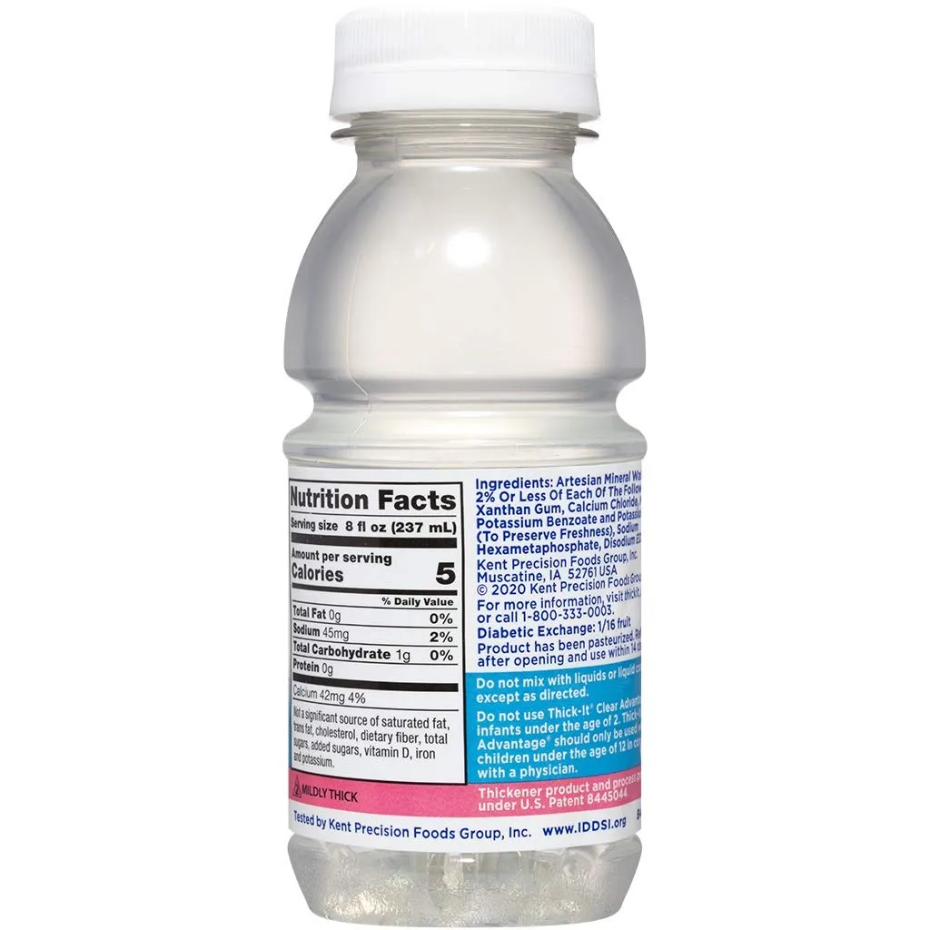 Thick-It Clear Advantage Mildy Thick Water, Nectar Consistency, Ready-to-Drink, Digestible Swallowing Aid, Hydration on the Go, Convenient & Ready-to-Use, No Mixing Needed, 8 oz Bottle (24 Pack)