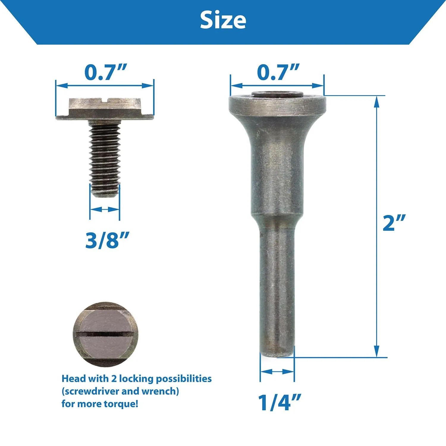 TJR© Mounting Mandrel for Cut-Off Wheels - Versatile 3/8-inch Arbor Hole and ¼-inch Stem with Dual Locking Options with Screwdriver and Wrench - Die Grinder Arbor (3 pcs)