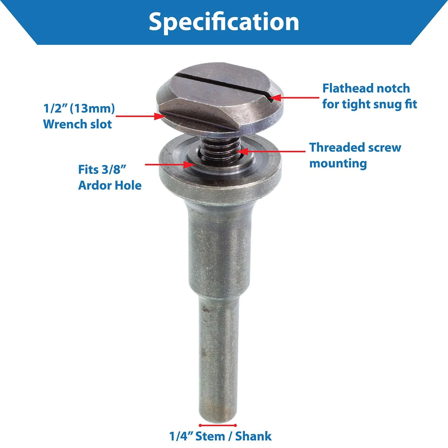 TJR© Mounting Mandrel for Cut-Off Wheels - Versatile 3/8-inch Arbor Hole and ¼-inch Stem with Dual Locking Options with Screwdriver and Wrench - Die Grinder Arbor (3 pcs)