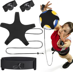 TOBWOLF Volleyball Training Equipment Aid, Elastic Self-Training Volleyball Resistance Band with Adjustable Waist Belt & Ball Pouch & Hand Strap for Practicing Serving, Spiking, Arm Swing Passing