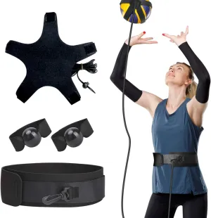 TOBWOLF Volleyball Training Equipment Aid, Elastic Self-Training Volleyball Resistance Band with Adjustable Waist Belt & Ball Pouch & Hand Strap for Practicing Serving, Spiking, Arm Swing Passing