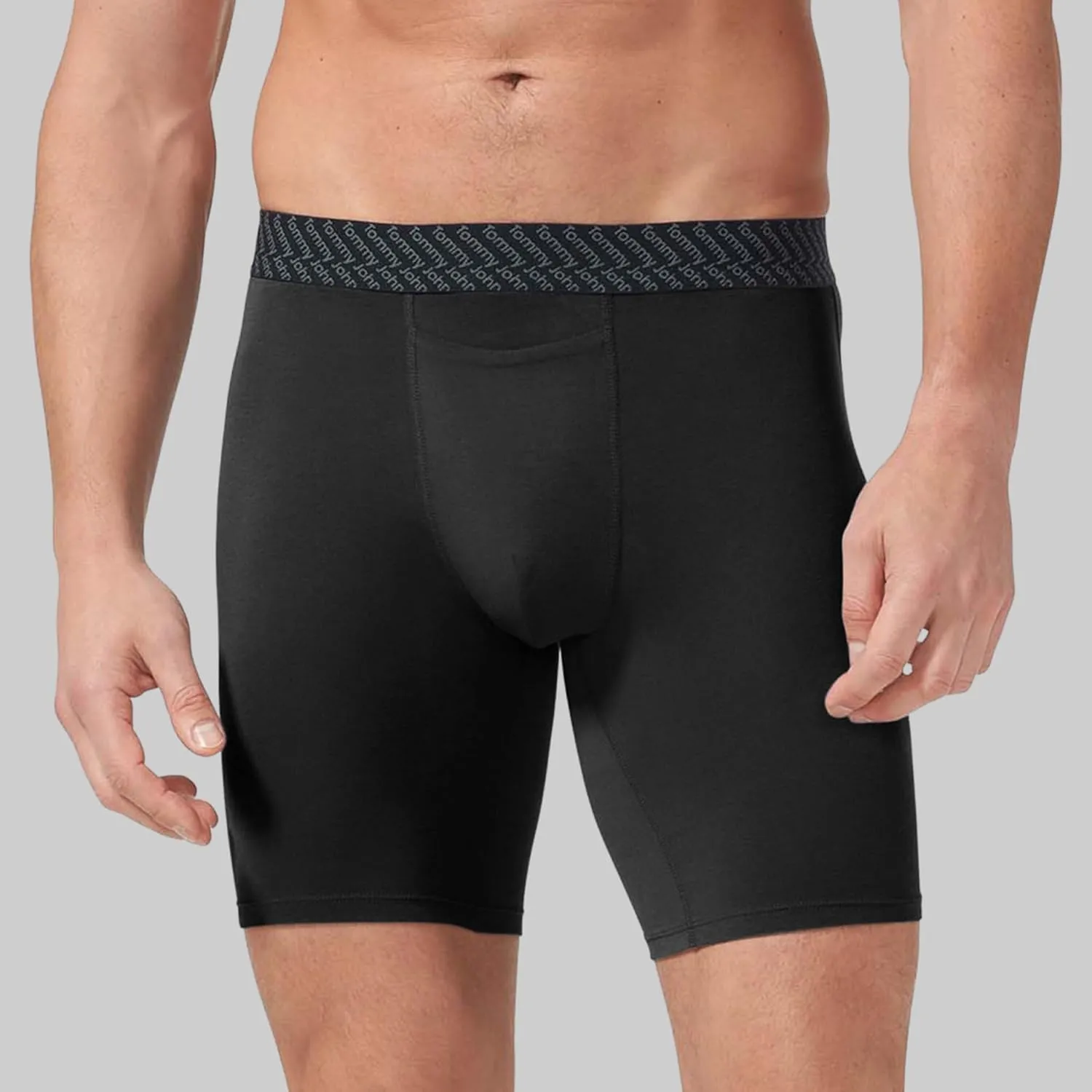 Tommy John Men’s Boxer Brief 8” Underwear - Cotton Basics Boxers with Supportive Contour Pouch