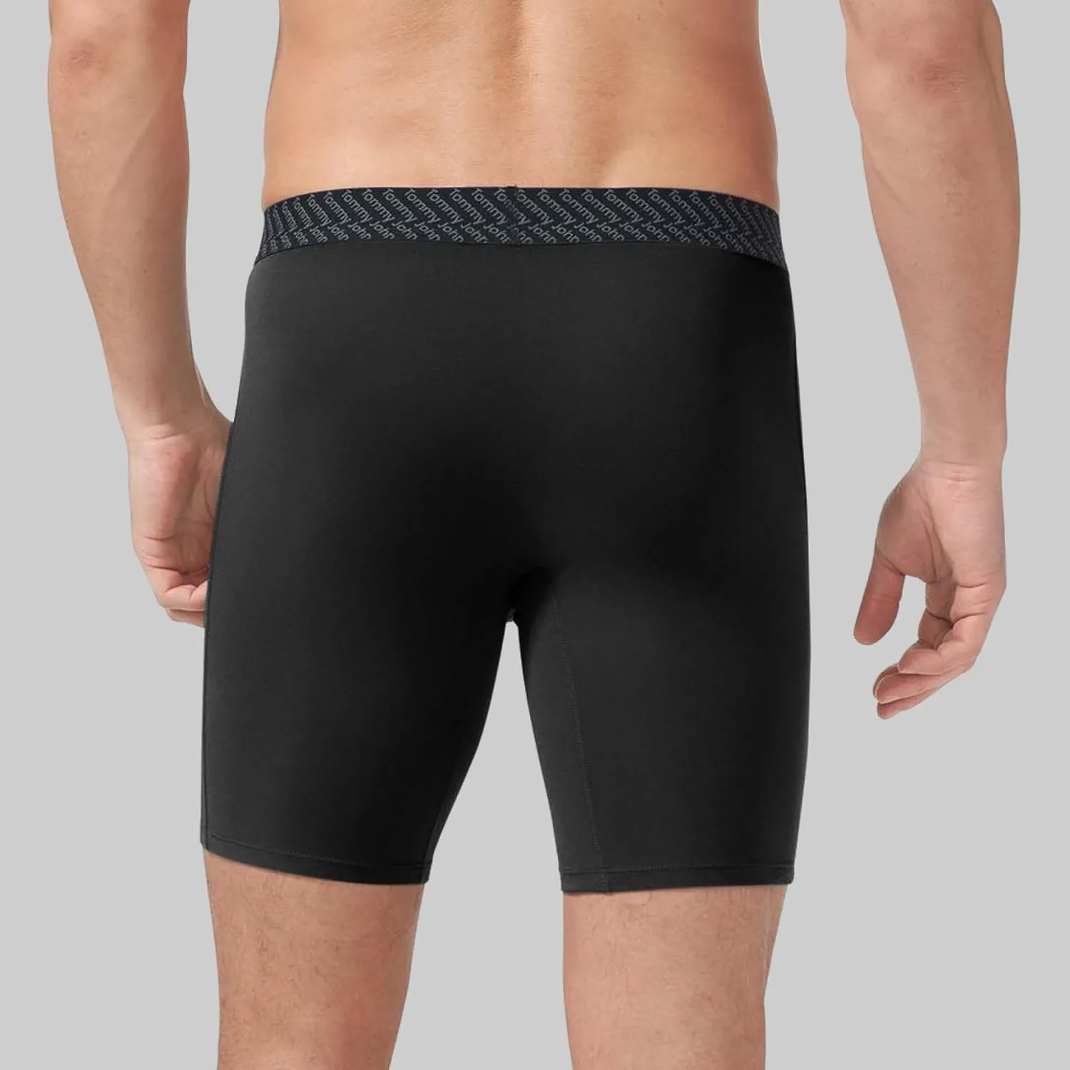 Tommy John Men’s Boxer Brief 8” Underwear - Cotton Basics Boxers with Supportive Contour Pouch