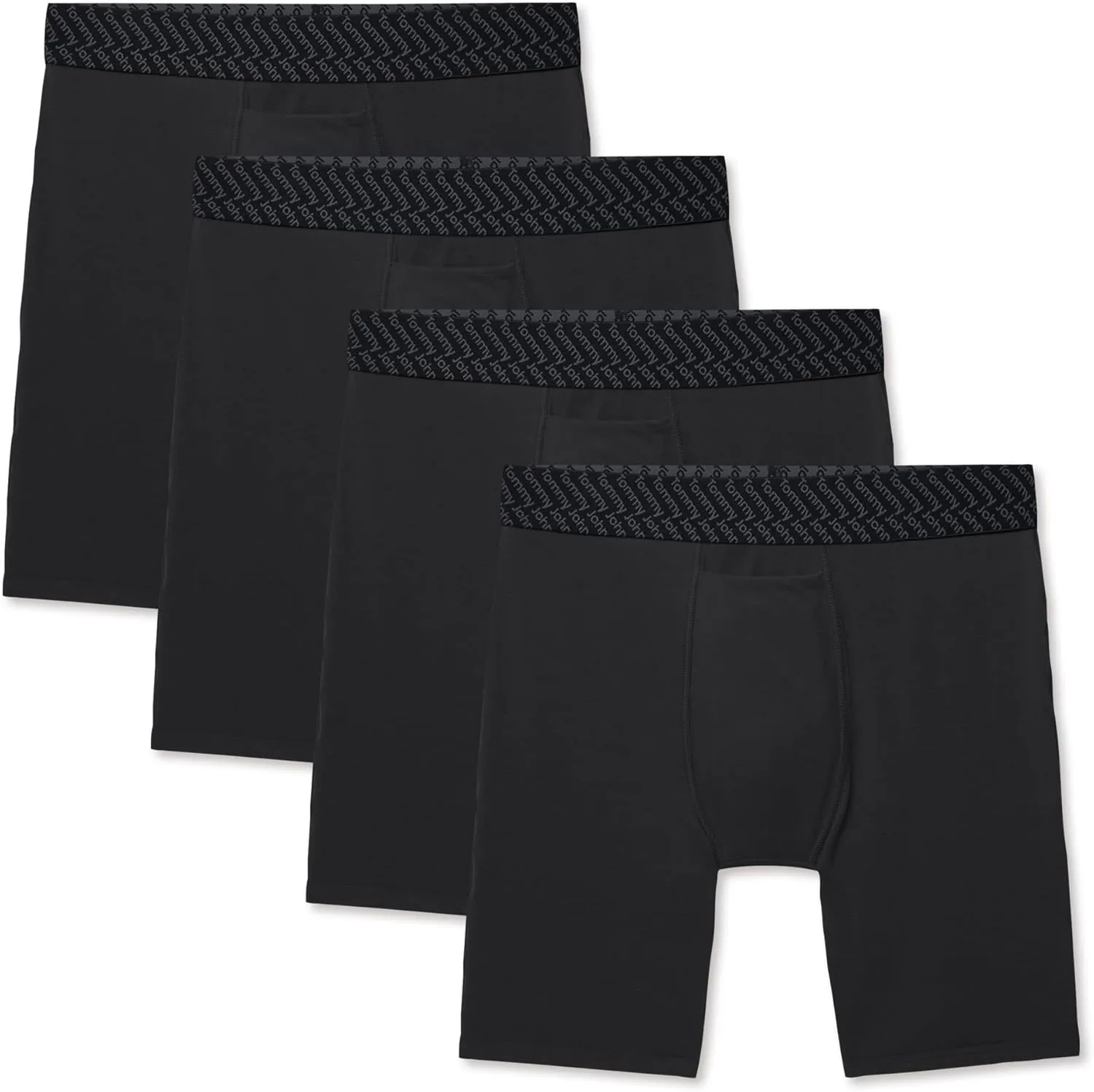Tommy John Men’s Boxer Brief 8” Underwear - Cotton Basics Boxers with Supportive Contour Pouch